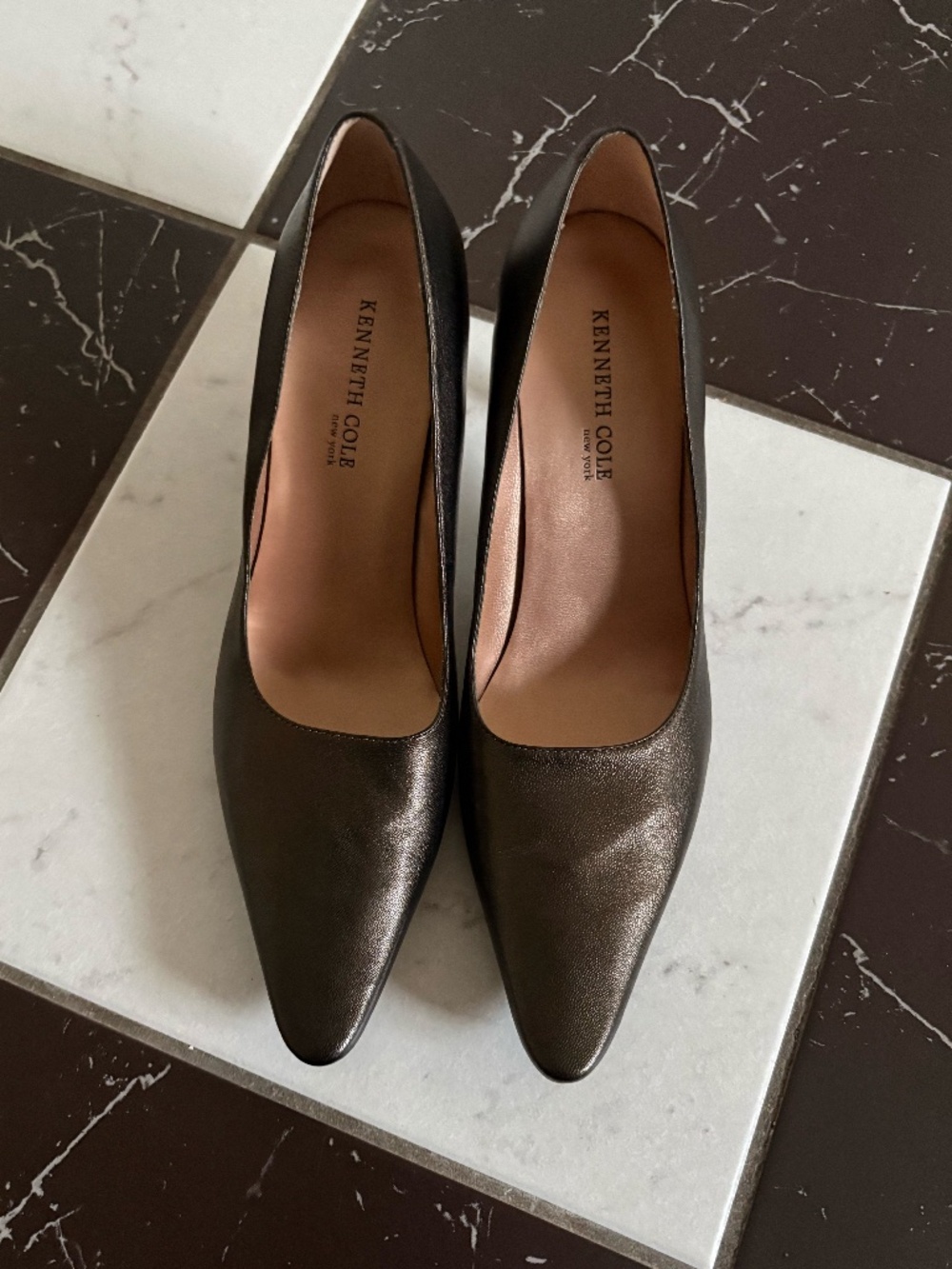 Kenneth Cole New York Women's Size 40 Leather Brown Metallic Heels - Picture 5 of 13